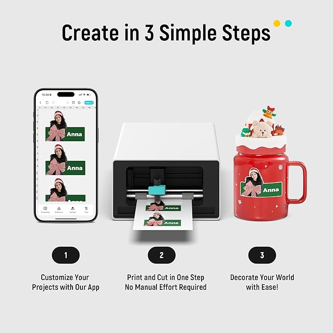 Liene PixCut S1 Ultimate Pro Pack - All-in-One Sticker Maker Machine for Custom Stickers, High-Volume Printing&Professional-Grade Photos, Thermal Dye-Sublimation, 300 DPI Prints, Precise