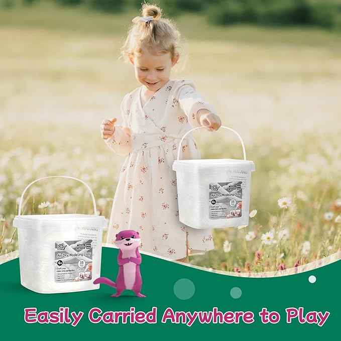 White Air Dry Modeling Clay – 35oz (1000g) Bucket, Soft Foam Clay for Kids 4+, Crafting, Sculpting, Cosplay & DIY Projects