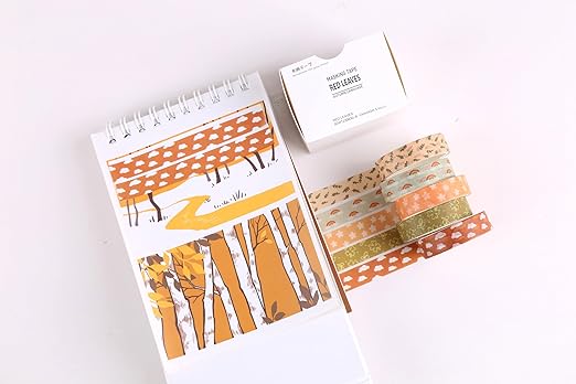 YUBX Basic Washi Tape Set 30 Rolls Plants Patterns Decorative Skinny Slim Masking Tapes for Arts, DIY Crafts, Journals, Planners, Scrapbook, Wrapping (Rainbow Forests)