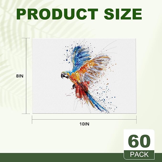 ESRICH 8x10 Canvas for Painting, 60 Pack Canvas Boards for Painting, Blank Canvases for Adult & Kids-Cotton Primed Painting Canvas Panels for Oil, Watercolor, Acrylic, Tempera.