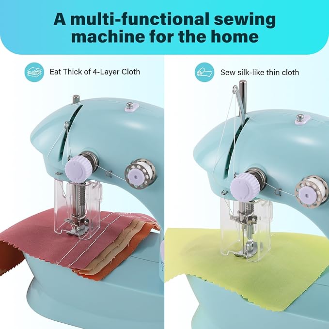 Sewing Machine for Beginners with Expansion Table and Foot Pedal and 42Pcs Sewing kit Finger Guard & Light Mini Small Portable Sewing Machines 2-Thread 2-Speed 2-Switches for Kids Ages 8-12
