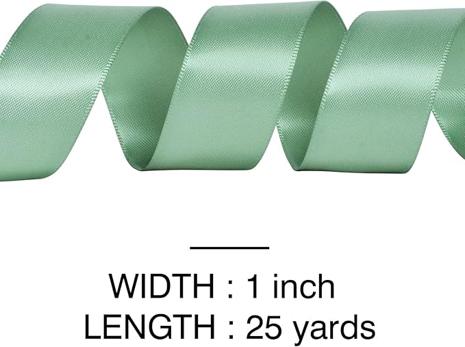 YAMA Sage Green Double Faced Satin Ribbon 1 Inch 25 Yards, Sage Green Ribbon for Crafts Bows Flower Bouquet Wedding Home Decor Gift Wrapping