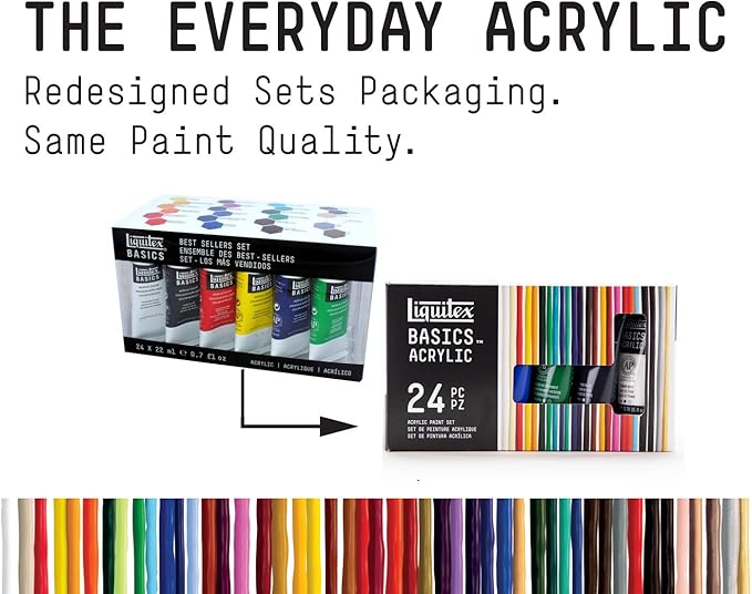 Liquitex BASICS Acrylic Paint Set, 24 x 22ml (0.74-oz) Tube Paint Set