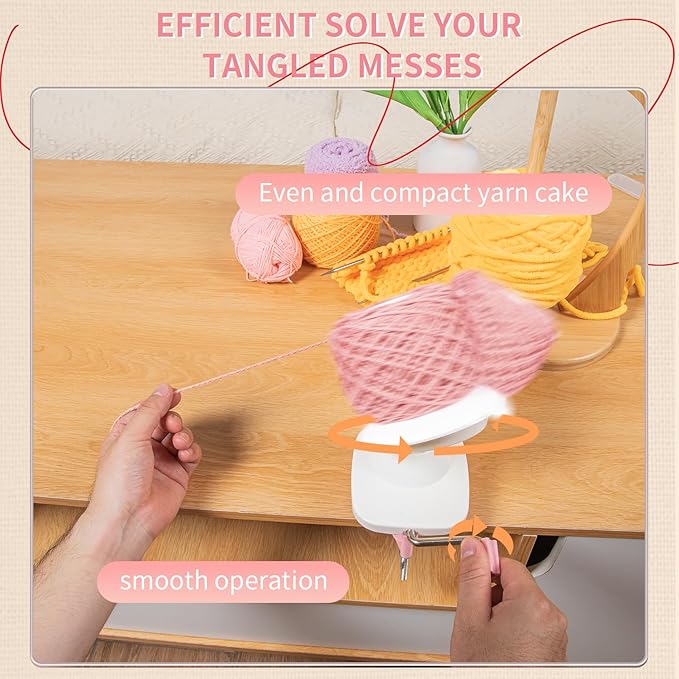 Yarn Winder, Efficient Yarn Winder for Crocheting Make 3.5oz Yarn Cakes, Easy to Use and Install Yarn Ball Winder with Lower Noise, The Helper for Knitting Lover for Yarns Below Size 5