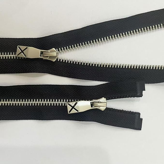 5# Silver Heavy Duty Zipper - Y-Tooth Separating for Jackets, Coats, DIY (24", 10-Pack, Antique Silver)
