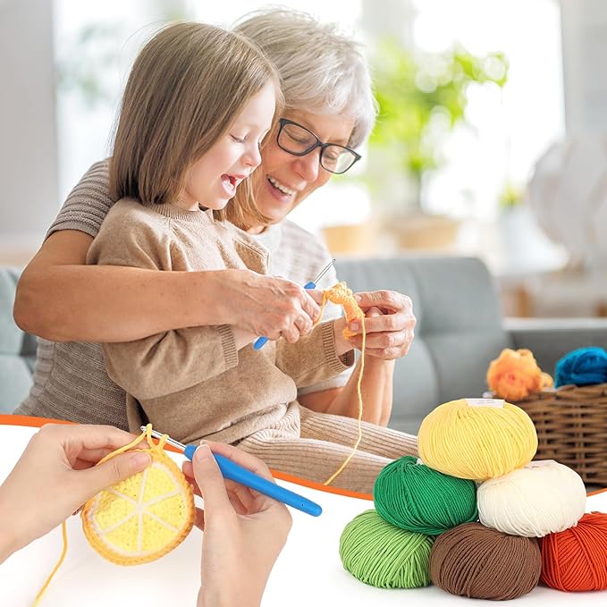 Katech Cotton Yarn for Crocheting-55% Cotton 45% Acrylic-4 Medium (Worsted)-Super Soft Milk Cotton Yarn-Great Crochet and Knitting Starter Kit for Colorful Craft（Orange）