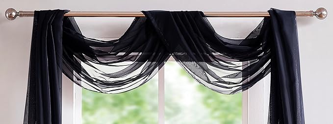 Warm Home Designs Wedding Arch Draping Fabric Bundle Has 2 216 Inch (18 Feet) Scarves in Black Fabric Colors for Wedding Decoration. AD Black & Black 216”