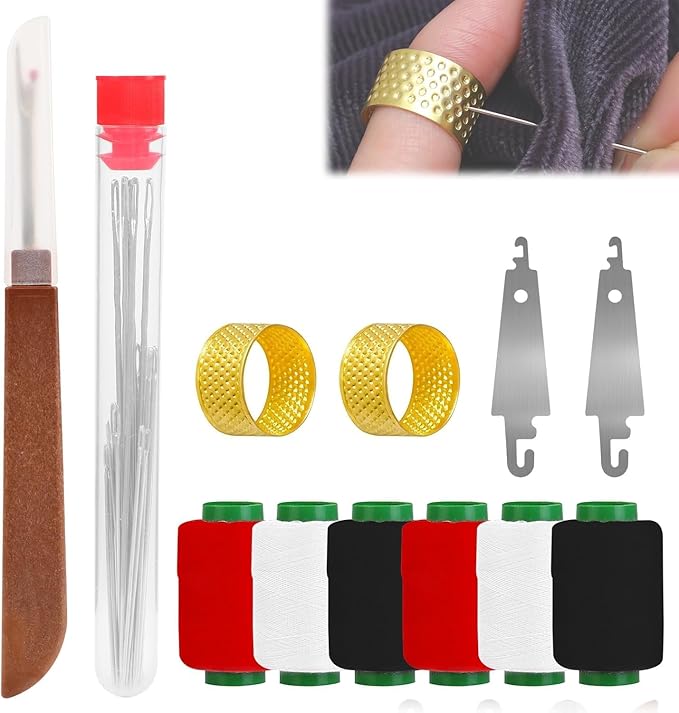37PC Complete Sewing Kit - Big Eye Steel Sewing Needles Kit Stainless Steel Sewing Needle Kit Hosenwelt Sewing Kit Stainless Steel HandSewing Needles Premium Portable Sewing Supplies Set