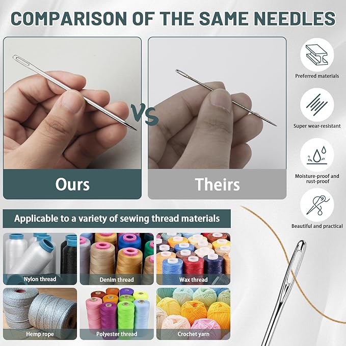 Large Sewing Needle 4" Hand Sewing Needles Embroidery Needles Upholstery Needles for Hand Sewing with Needle Storage Tube for Repairing, Quilting, Stitching
