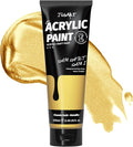 JusArt Acrylic Paint Metallic Gold Tubes(250ml, 8.45oz)，Non-Toxic & Rich Pigment Craft Paints for Canvas Painting, Wood, Fabric, Stone, Ceramics, Art Supplies for Artists, Adults