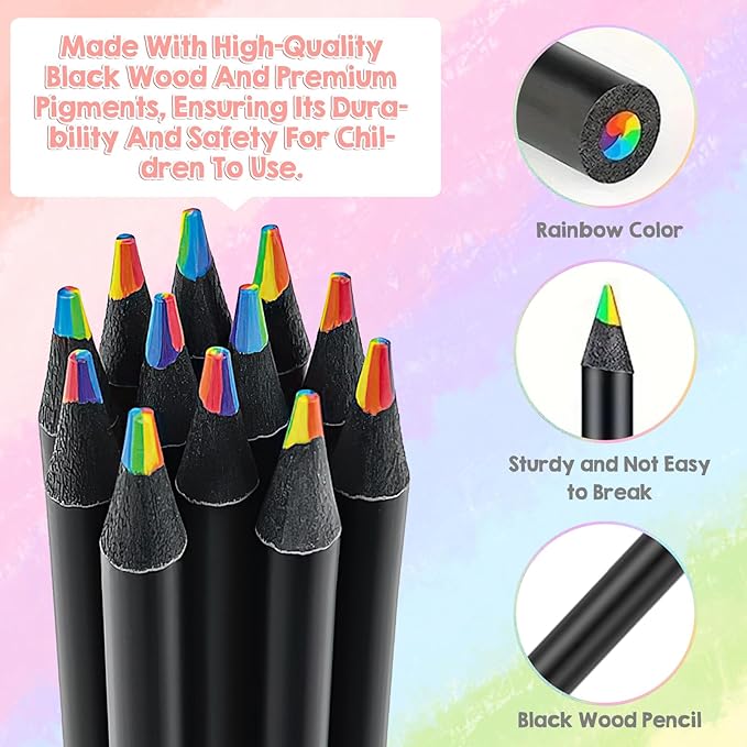 Valentines Day Gifts for Kids Classroom, 12 Rainbow Colored Pencils Easter Basket Stuffers for Teen Girls Boys, Arts and Crafts for Kids Ages 8-12 Fun Pencils Trendy Stuff Birthday Party Favors