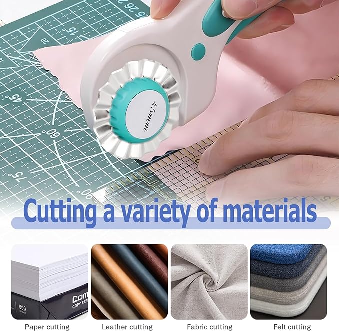 Mesee 9Pcs 45mm Pinking Rotary Cutter Blades 3 Types Wave Rotary Blade Set Decorative Edge Blades Replacement Refill Quilting Cutting Tool Accessories for Sewing Fabric Leather Paper Arts Crafts