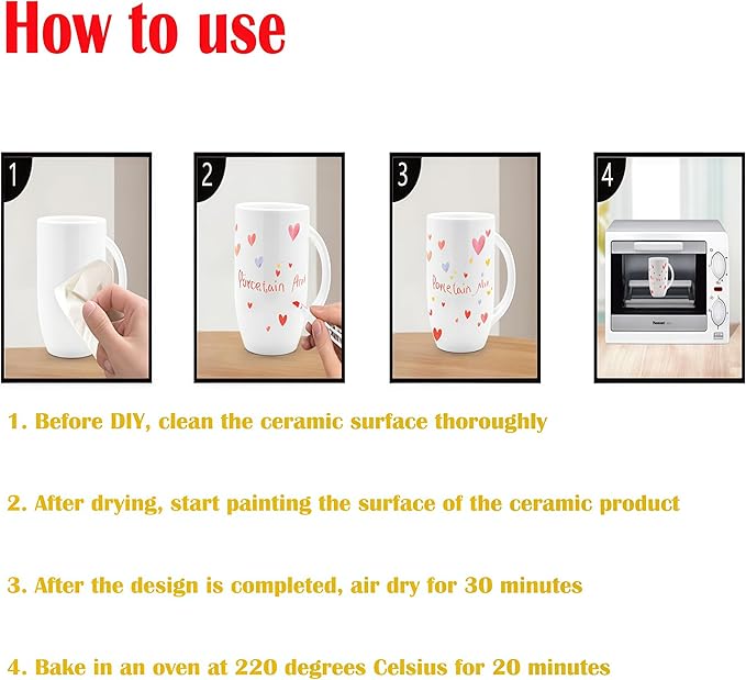 Acrylic Marker Ceramics Pens Ceramic Paint Brush Pen for Christmas Decorations Porcelain Mugs Both Glazed Christmas Decoration Unglazed Ceramics Permanent Marke(12 Colors) for Adults