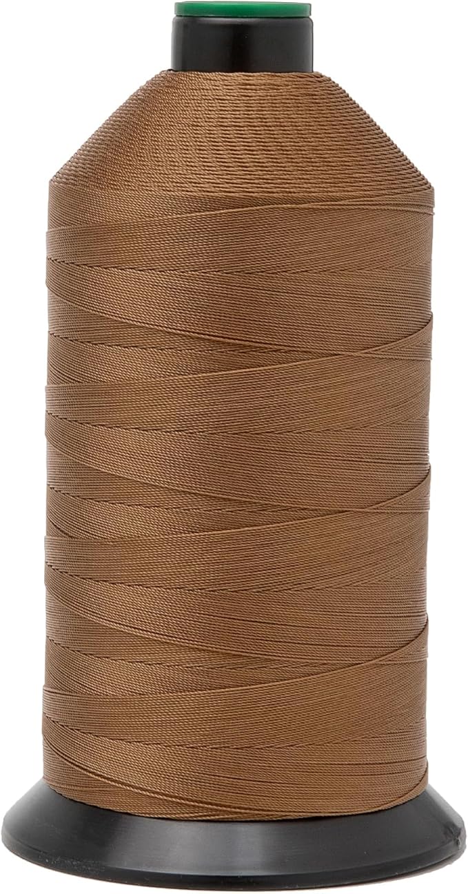 Extra Strong Bonded Nylon Thread #138 Tex135 – 16 OZ, 3000yds, Versatile Stitching Solution for Leather, Upholstery, Canvas Repair and More (Caramel)