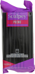 Sculpey Premo: Black - 1lb Bar, Polymer Oven-Bake Clay, Non-Toxic, Sculpt-Model, Jewelry-Figurines-Home Décor Projects, Adult Art-Crafts Supplies