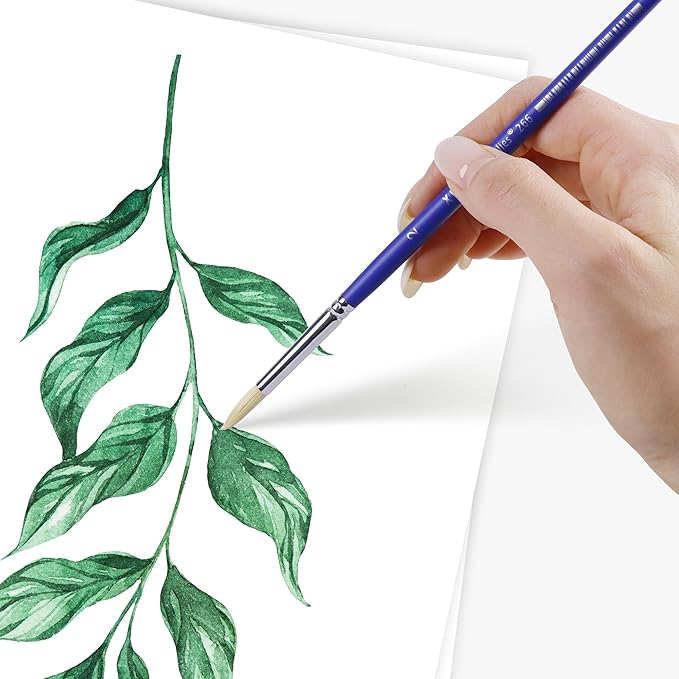 XDT#266 Paint Brush Set–6Pcs, Hog Bristle Brushes for Oil Acrylic Watercolor Painting, Kids Adult Drawing Arts Crafts Supplies, Blue