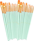 BOSOBO Paint Brushes Set, 2 Pack 20 Pcs Round Pointed Tip Paintbrushes Nylon Hair Artist Acrylic Paint Brushes for Acrylic Oil Watercolor, Face Nail Art, Miniature Detailing & Rock Painting, Green