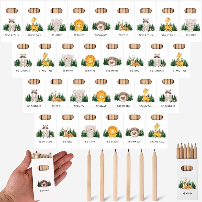 48Packs/288pcs Bulk Mini Drawing Pencils Set 3.5 Inch Back To School Pencil Mini Colored Pencils Coloring Pencils in Kraft Boxes Inspirational Motivational Gifts for Employee Colleague Teacher Student