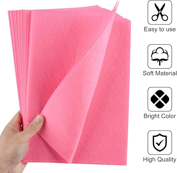 40 Pcs Pink Soft Felt Fabric Sheet 8" x 12" Assorted Color Felt Fabric Sheets for Crafts DIY Handcraft Sewing Squares Patchwork Nonwoven