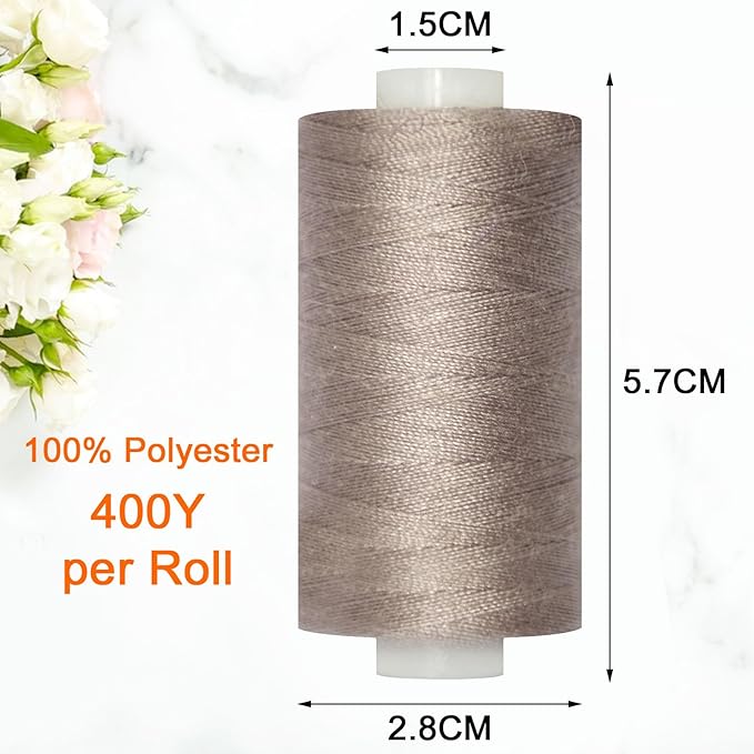All Purpose Sewing Thread-2 Spools of Hand Polyester Sewing Thread for Sewing Machine for Hand and Machine Sewing(Shell Gray, 2 spools)