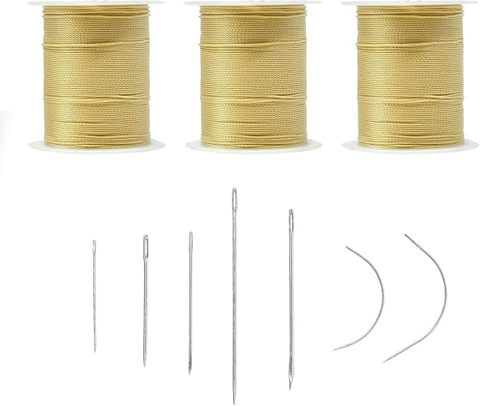 Extra Strong Upholstery Thread Repair Sewing Kit,Polyester Thread for Sewing with 7 Size Sewing Needles for Furniture,Leather&Canvas Stitching,70m/Spool (Cream)