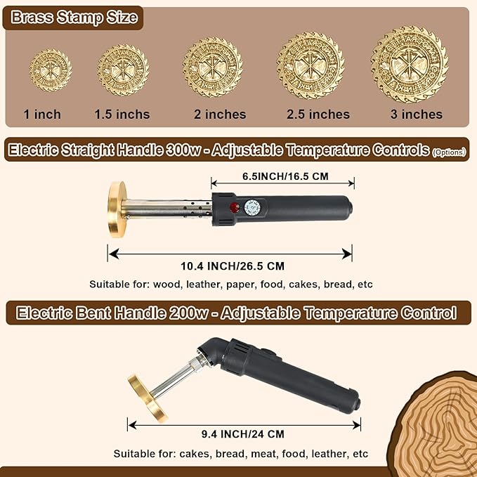 Custom Temperature-Controlled Electric Branding Iron for Wood Food, Personalized Logo Metal Stamp, Custom Branding Iron for Cake Leather BBQ, Wood Burning Stamp, DIY Handmade Gifts Branding Kit
