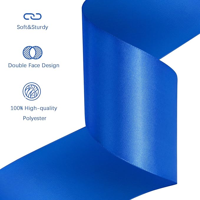 Royal Blue Satin Ribbon 3 inch X 15 Yards Polyester Ribbon for Gift Wrapping Very Suitable for Weddings Party Hair Bow Invitation Decorations and More