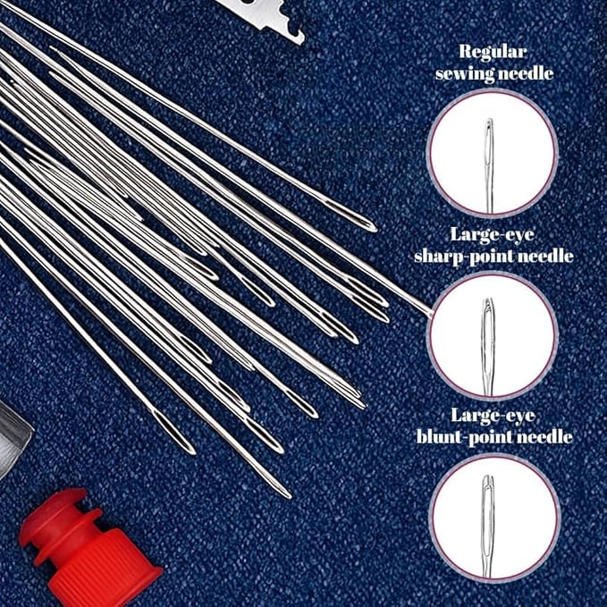 2026 Upgrade Steel Needles for Hand Sewing, Big Eye Stainless Steel Sewing Needles Kit, Portable Sewing Tool Set DIY Embroidery Crafting Kit Tool for Beginners Professional DIY Lovers (A3#31PCS)