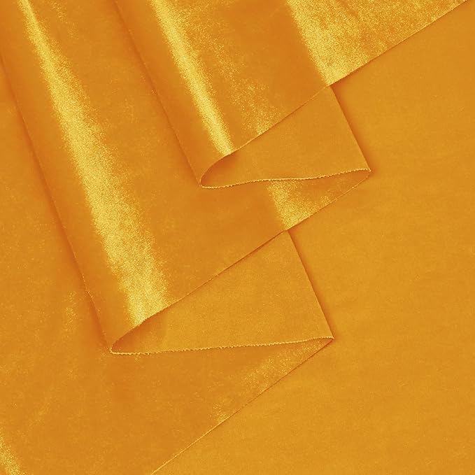 KKJIAF Yellow Stretch Velvet Fabric 60 Inch Wide, 2 Yard Soft Stretchy Fabric for Sewing Clothes, Apparel, Costume, Crafts - 90% Polyester 10% Spandex