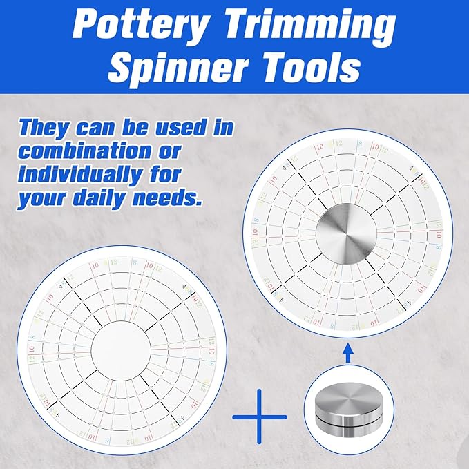 SPEEDWOX 2 Pack Ceramic Pottery Trimming Spinner Tools 4.72 inch Rotary Disc Pottery Wheel Trimmer Tool Clay Small Tools with 30mm Metal Pottery Throwing Wheel Suitable for Potters and Clay Artists