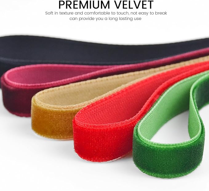 Red Velvet Ribbon, 3/8 inch 10 Yards Vintage Velvet Ribbons Perfect for Christmas Tree Ornaments, Gift Wrapping, Wedding Decoration, Bows, Sewing, Crafts, Wreath and More