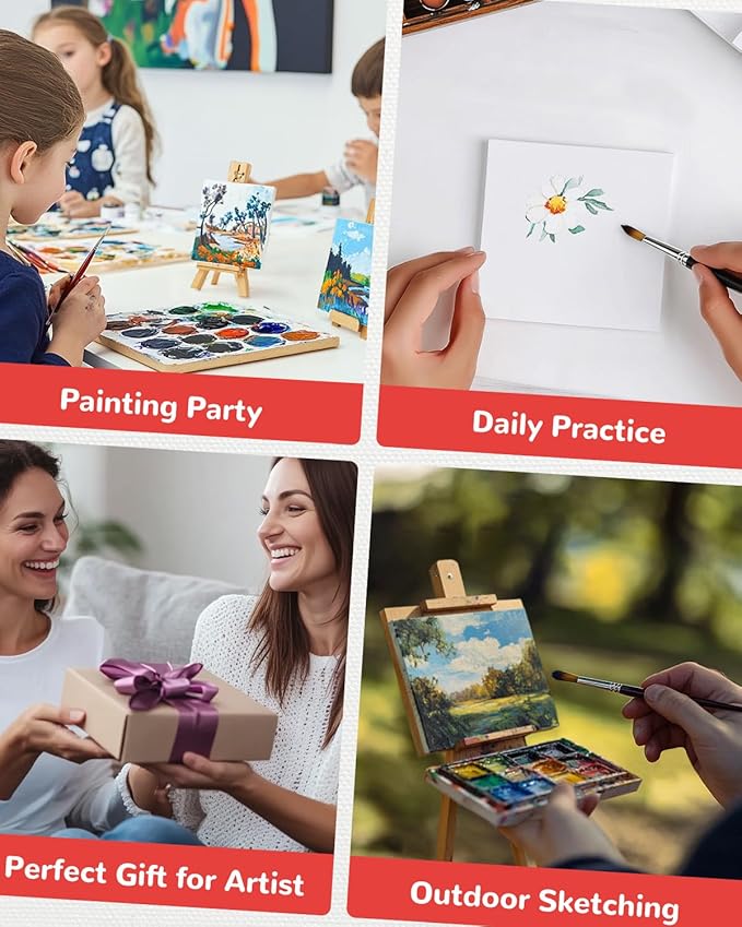 Mini Canvas Boards 48 Pack, 4x4 Inch Painting Canvas Panels, 100% Cotton Pre-Primed for Acrylics Oil Watercolor Tempera Paints