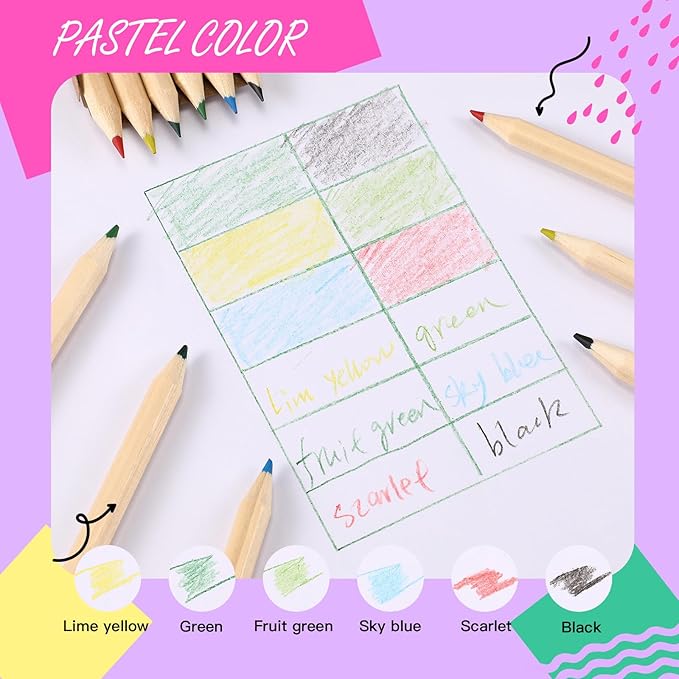 Faccito 150 Packs Mini Drawing Colored Pencils for Kids 3.5 Inch Portable Short Fat 6 Different color Pre Sharpened Pencils in Bulk for Children Painting Classroom School Supplies