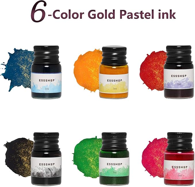 ESSSHOP Glass Pen Calligraphy Set - 3 Purple Crystal Dip Pens Color Ink and Pen Holder Art Supplies Kit for Signatures Beginners Journaling Lettering Drawing Holiday Gift Decoration