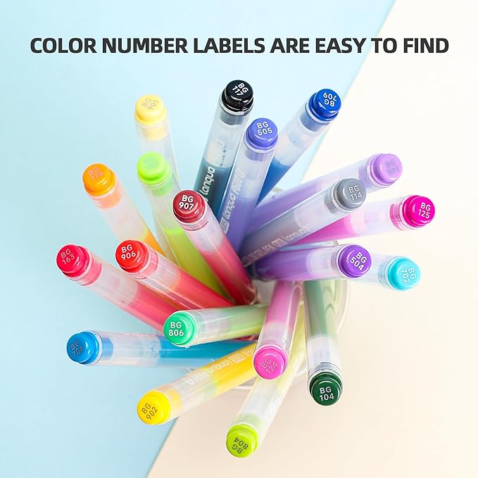 Acrylic Gel Pens for Coloring, 54 Colors Set 3D Acrylic Paint Pens with 1mm Bullet Tip for Adult Coloring, Gel Pens for Black Paper, Rock, Glass, Fabric, DIY and Art Crafts Supplies