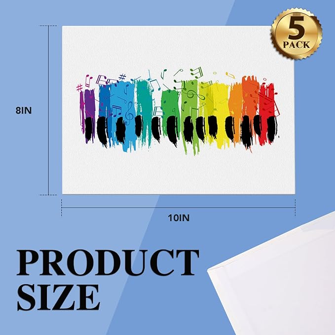 ESRICH Canvas Boards for Painting, 5 Pack Canvases for Painting 8x10 Cotton Primed Acid Free Blank Canvas Panels for Oil Paint, Watercolor, Acrylic Paint, Gouache and Tempera.