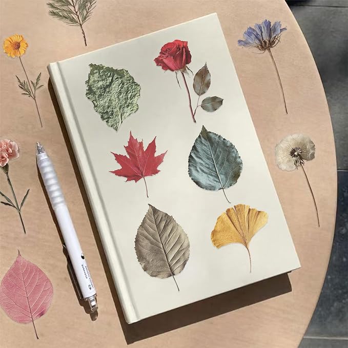 50Pcs Leaf and Flower Specimens Stickers, Vintage Aesthetic Plant Stickers Packs for Journal, Scrapbooking, Photo Album, Laptop, Kindle, Refrigerators, Suitcase, Waterproof PET Transparent Decals
