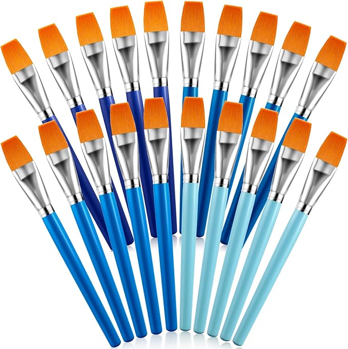 Honoson Paint Brushes for Acrylic Painting, Big Paint Brushes Bulk with Wooden Handle for Acrylic, Watercolor, Oil, Crafts, Face Body Art, 4 Color(20 Pcs)