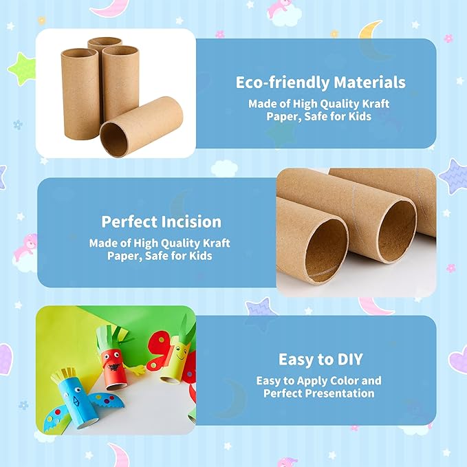 GSHYMXT 120 Pack Cardboard Tubes for Craft- 1.57 x 3.93 inches - Brown Rolling Paper, Empty Toilet Paper Rolls for Crafts Tubes Craft Supplies, Premium Kraft Paper Strong and Pressure-Resistant