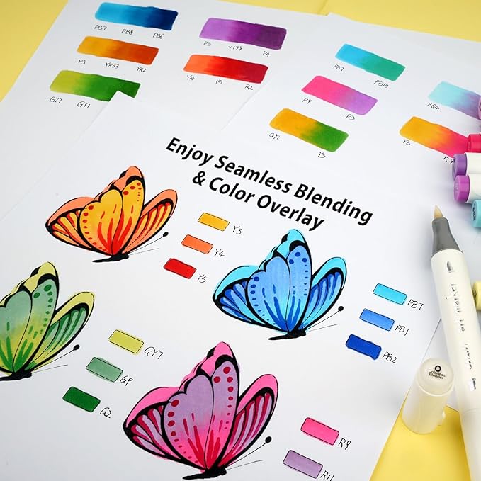 SFAIH Alcohol Markers Brush & Chisel - 121 Colors Double Tipped Art Markers for Adult Coloring Illustration, Gifts for Artist Adult - Adjustable Shoulder Strap & Faux Leather Lining & Outer Zip Pocket