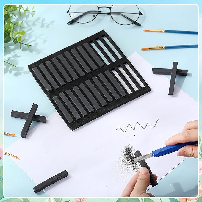 48 Pcs Soft Chalk Pastels Set Soft Pastel for Artists Square Sketch Chalk Non-toxic Artist Pastel Sticks for Professional Artists Students and Art Lovers(Black,60×8×8mm)