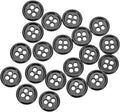 HARFINGTON 20pcs Metal Sewing Button, 10mm 4-Hole Round Suit Shirts Coats Clothes Sewing Buttons for Decoration Craft, Gunmetal
