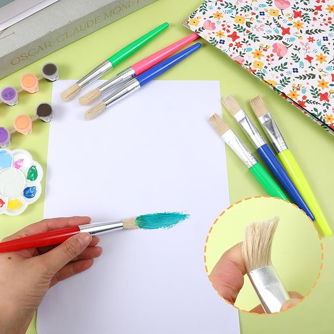 Paint Brushes Sets 64 Pcs Flat Paint Brushes Bulk Large Chubby Brush Easy Hold and Clean Art Supplies for Acrylic Oil Watercolor Washable Pain Classroom Must Haves - Colorful