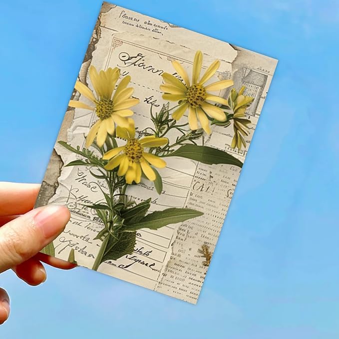 16 Sheets Scrapbook Paper, Vintage Decorative Scrapbook Supplies for Junk Journal Card Making Picture Art Collage DIY 4.1x5.8 inches, Plants theme