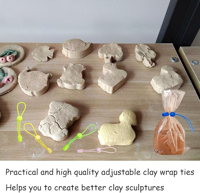 10 PCS Clay Bag Ties, Adjustable Pottery Tool Strap Holder, Ceramic Tool Strap, The Must-Have Pottery Tool Ties for Pottery Ceramic Bag Closure and Organization