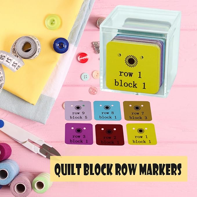 Cowenhey Quilt Block Row Markers, 1-12 Rows 144Pcs with Storage Box, Sewing Marking Tools Innovative Sewing and Quilting Notions, Paper Cardstock with Holes