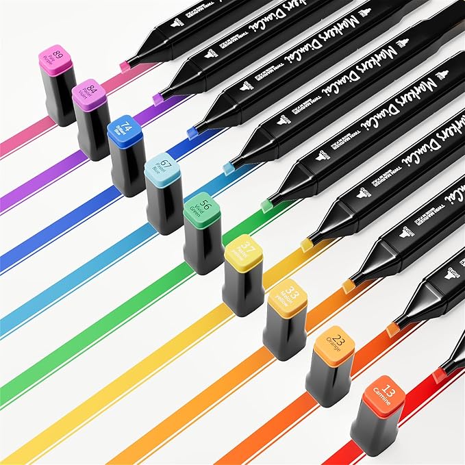 Alcohol Markers 80 Colors,Chisel & Fine Dual Tip Marker Set for Adults,Permanent Markers Pens Coloring Alcohol Marker Perfect Halloween Christmas Gift for Painting Coloring Sketching