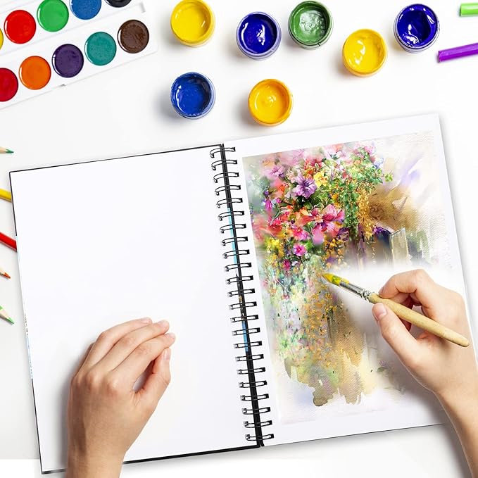 Bianyo Mixed Media Paper Pad, A4 (8.26" X 11.69"), 60 Sheets/Each, 123 LB/200 GSM, Pack of 1 Pad, Spiral-Bound Pad, Ideal for Wet & Dry Media Like Art Marker, Watercolor, Acrylic, Pastel, Pencil