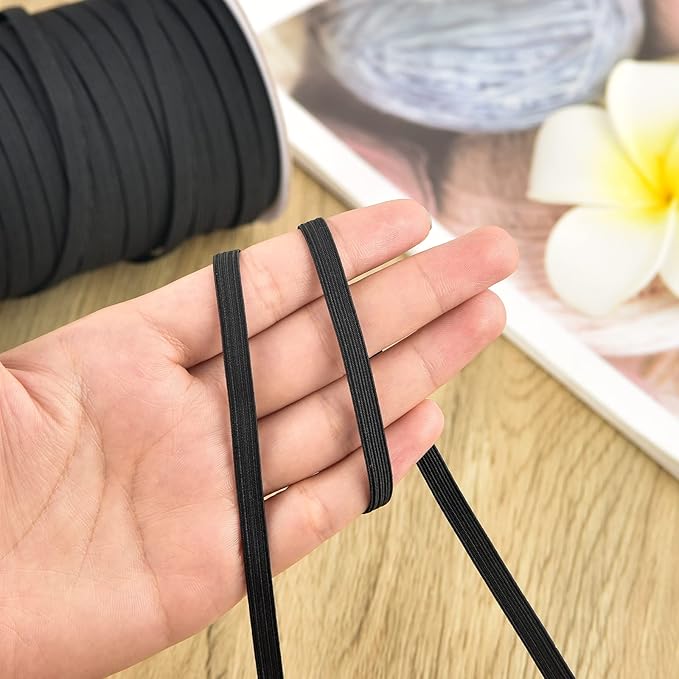 Coopay 200 Yards Length 1/4" Width Elastic Bands Flat Elastic Cord Rope Heavy Stretch Spool Knit for Sewing DIY Projects, Arts & Crafts, 2 Rolls, 100 Yards/Roll (Black and White, 1/4 Inch)