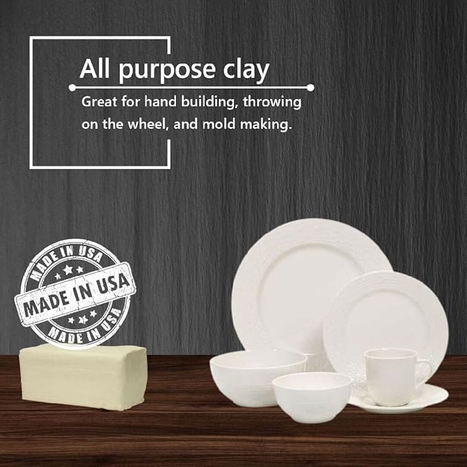 Old Potters Mid High Fire White Stoneware Clay for Pottery | Cone 5-10 | Ideal for Wheel Throwing, Hand Building, Sculpting | Great for All Skill Levels | Greenware Clay, 10 lbs.